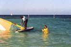 Melanie about to wind-surf